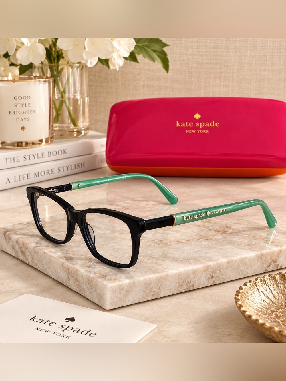 Kate Spade New York Black Mint Green Eyeglass Frames Designer Optical